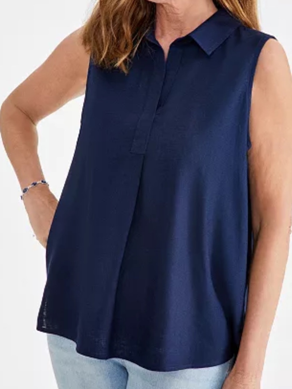 Style & Co. Sleeveless Navy Collared Blouse
